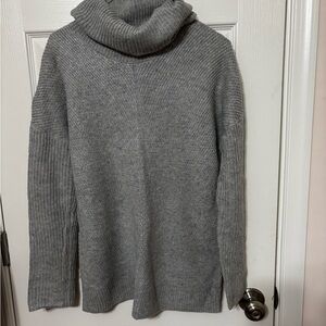 Chic Gray Wool Blend Knit Turtleneck Sweater